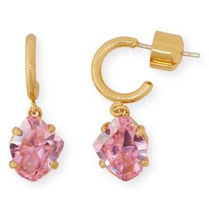 Kate Spade Treasure Trove Gold-Tone Drop Huggie Hoop Earrings in Blush